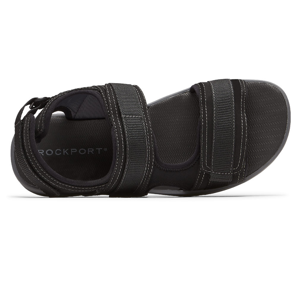 Sandálias Rockport Homem Pretas - Lucky Bay Sport 3 Strap - 03172JMRY